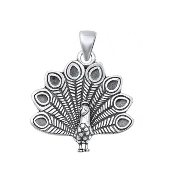 Sterling Silver Peacock Pendant Charm Necklace Or Bracelet New - Picture 1 of 5
